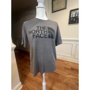 THE NORTH FACE WOMENS BLACK AND GRAY LOGO TEE SIZE MEDIUM